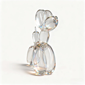 Scultura Moderna di Cane Palloncino in Resina Trasparente Fatta a Mano, Arte da Collezione - Product Image 4