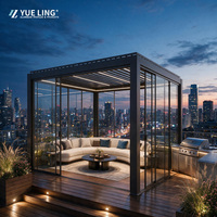 Pergola motorisée à toit à lames orientables en aluminium, sur mesure pour les constructeurs et les entrepreneurs, pare-soleil coupe-vent pour cour