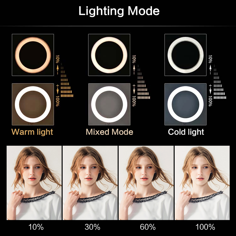 Popular 10 inch LED Circle  Video Studio Lights Multi White Color Selfie Ring Light for Make Up