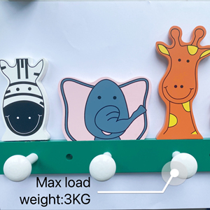 Porte-manteau mural en bois écologique en forme d'<span class=keywords><strong>animaux</strong></span> de dessin animé, girafe et lion mignons, taille/couleur personnalisables - Product Image 1