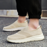 Nouvel arrivage de chaussures de course légères et respirantes en tricot à enfiler pour les couples avec coussin d'air à bout flexible pour la marche