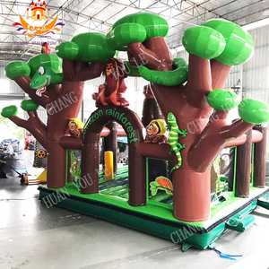 Structure gonflable commerciale personnalisée en PVC, thème <span class=keywords><strong>Jungle</strong></span> des singes et Camion de pompiers, avec château rebondissant combiné, pour parc d'attractions, capacité 500 kg - Product Image 5