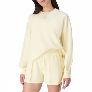 ชุดเซ็ต 2 ชิ้น คุณภาพสูง สำหรับฤดูหนาว ทรงโอเวอร์ไซส์ กางเกงขาสั้นผู้ชาย แขนยาวแบบดรอปโชว์เดอร์ ผ้าฟลีซ เป็นมิตรกับสิ่งแวดล้อม แห้งเร็ว สวมใส่สบาย - Product Image 1