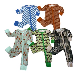 RTS可爱竹Zippy精品童装农场动物印花连裤长袖批发童装套装 - Product Image 4