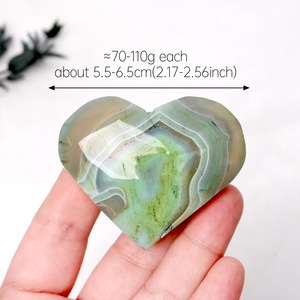 Vente en gros de sculptures de cœur en pierre naturelle, pierre précieuse, cristal, agate verte pomme, pour la décoration - Product Image 2