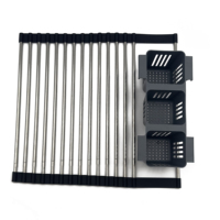 Égouttoir de cuisine pliable moderne en acier inoxydable 304 pour évier, 350x320mm, pour vaisselle et fruits