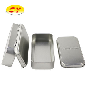 Wholesale rectangle branded gift custom embossed rectangular empty hinged oem band aid health care small metal plain tin boxes