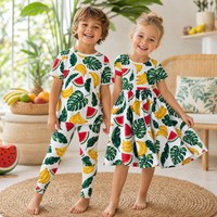 Tissu jersey léger en coton 95% et élasthanne 5% avec imprimé fruits aquarelle