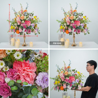 Op maat gemaakte blauwroze kunstbloemenballen tafeldecoratie bruiloft feestdecoratie zijden rozen hortensia grote bloemenbal
