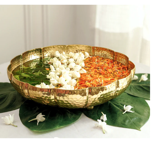 Mogra Bol en métal décoratif Urli finition or pour bougies à fleurs flottantes Décoration intérieure festive Centre de table de fête Produit pour mariage - Product Image 4