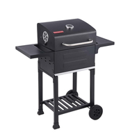 Barbecue au charbon de bois professionnel d'extérieur avec roues, étagères de préparation et conception facile à nettoyer pour services de traiteur et usage domestique