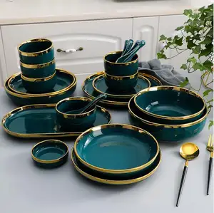 Nordisches Geschirr Luxus geschirr Royal Ceramic Square Geschirrset Porzellan-Geschirrs ets Vajilla De Ceramic