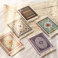 Sous-verre personnalisé en tissu de conception arabe orientale style persan vintage avec pompon sous-verre pour tasse à café mini tapis sous-verre pour tasse vente en gros