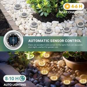 Foco LED Solar <span class=keywords><strong>de</strong></span> Acero Inoxidable IP65, Resistente al Agua, Recargable, para Jardín y Terraza, con Certificación CE y Control por Sensor <span class=keywords><strong>de</strong></span> Botón - Product Image 3