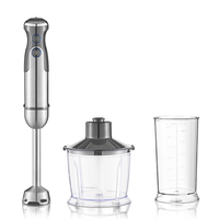 Nouveau design Mixeur plongeant électrique 1200W en acier inoxydable, 6 vitesses, 4 lames, multifonction pour usage domestique et commercial