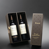 Boîte à vin d'emballage plat de luxe de haute qualité en noir imprimé de logo personnalisé avec poignée