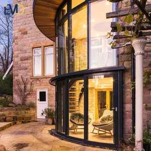 别墅铝双层玻璃热破碎现代曲面玻璃推拉门阳台门