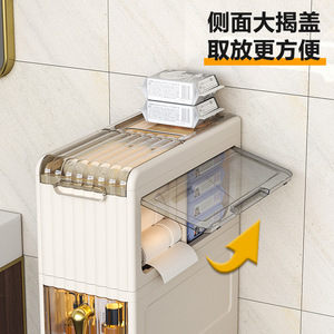 Bathroom Storage Cabinet Narrow <b>Gap</b> Floor Standing Toilet Side Organizer Pearl White Space Saving - Product Image 5