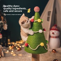 Poteau à gratter pour chat en sisal naturel, résistant à l'usure, avec base en gazon simulé, jouet pour chat d'intérieur, modèle arbre de Noël