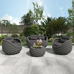 Fulin 2023 Green all weather roots rattan outdoor round lounge furniture
