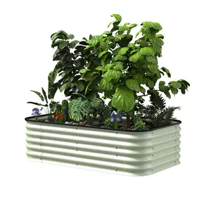 Eco Friendly Materials Oval Metal Raised Garden Bed Outdoor Planter Box Large Modern Planters