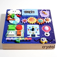Juguete Educativo Montessori de Madera Crysta, Tablero de Actividades Multifuncional con Circuitos, Exploración del Universo y del Clima, para Educación Temprana