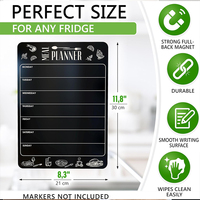 Tableau de planification des repas magnétique en PVC écologique personnalisé pour réfrigérateur, menu hebdomadaire, tableau effaçable au marqueur fluo, organisateur d'épicerie