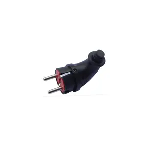 IP44 P6053 electrical rubber plug EU 2 pin plug black
