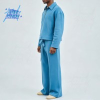 Ensemble de survêtement demi-zip pour homme, pull oversize à col polo et pantalon de survêtement large, tenue décontractée deux pièces style streetwear personnalisé
