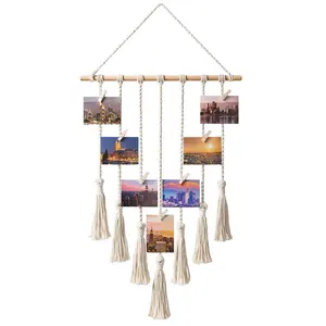 Venta al por mayor colgante foto pantalla Macrame colgante de pared fotos organizador <span class=keywords><strong>Boho</strong></span> Home Decor - Product Image 1