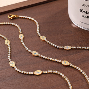 ชุดเครื่องประดับสแตนเลสกันน้ำ YF6484 แฟชั่น ชุบทอง 18k ประดับเพชรซิรคอน ดีไซน์<span class=keywords><strong>ตัว</strong></span>เลขโรมัน สร้อยคอและกำไลข้อมือ ไม่หมอง - Product Image 2