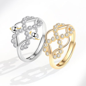 Bague à perles rotatives sertie de zircons, en cuivre plaqué or, motifs croix infinie, bijoux anti-anxiété pour femmes - Product Image 1