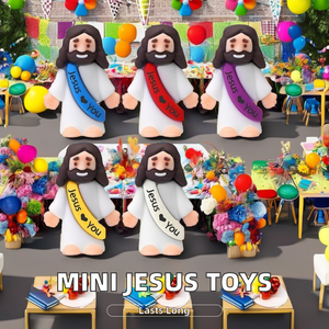 オリジナルデザインミニジーザスフィギュアPVCゴム宗教党好意日曜学校玩具-イエスはあなたをかくれんぼ愛しています - Product Image 2