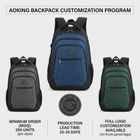Sac à dos scolaire unisexe moderne Aoking avec logo personnalisé, résistant aux chocs, imperméable, léger, sac de voyage pour ordinateur portable, sac à dos de voyage