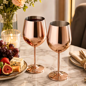 Gobelet à vin en acier inoxydable 304 de 500 ml, <span class=keywords><strong>incassable</strong></span>, à simple paroi, à <span class=keywords><strong>pied</strong></span> haut, pour vin rouge, idéal pour les fêtes et les bars - Product Image 2
