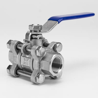Vanne à boisseau sphérique manuelle en acier inoxydable SS304/316, trois pièces, étanchéité PTFE, taille du port DN8-DN100, garantie 3 ans pour l'eau, OEM