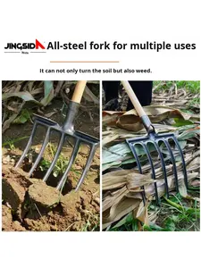 Jingsida Housse de motoculteur <span class=keywords><strong>manuelle</strong></span> de qualité supérieure, râteau traditionnel avec houe en acier intégrée pour le déchaumage du sol - Product Image 6