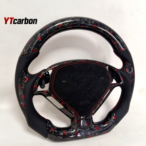 YTcarbon para G37 G35 G25 EX25 EX35 EX37 QX50 IPL <span class=keywords><strong>Nismo</strong></span> Racing Style Custom Real Forged Red Flakes <span class=keywords><strong>Volante</strong></span> de fibra de carbono - Product Image 4