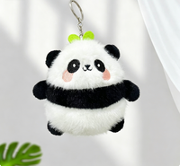 Porte-clés en peluche panda roux mignon, pendentif pour sac, animal en peluche doux avec anneau métallique