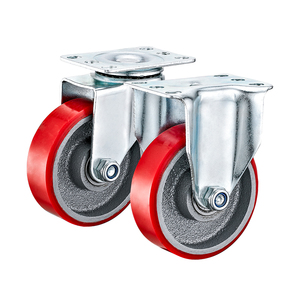 Bánh xe xoay công nghiệp cỡ trung bình 3''4''5'', lõi gang, bánh xe PU đỏ, dùng cho xe đẩy tay - Product Image 4