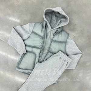 Custom logo Winter Wear Down Vest Men Tracksuit Sweat Suit Jogging Suit Pullover Hoodie and <b>Sweatpants</b> <b>Set</b> for Men - Product Image 2