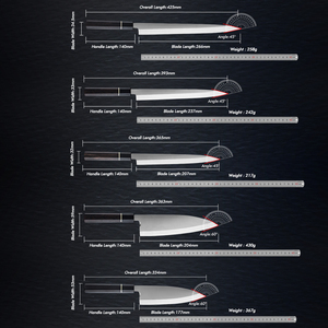 Ensembles de couteaux à <span class=keywords><strong>saumon</strong></span> japonais en acier inoxydable 9Cr18Mov Kiritsuke Sushi Sashimi Ensembles de couteaux à poisson Manche en bois d'ébène et corne de buffle - Product Image 5