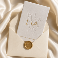 Cartes de remerciement personnalisées, invitations de mariage, cartes de vœux avec logo en relief et designs sur papier texturé