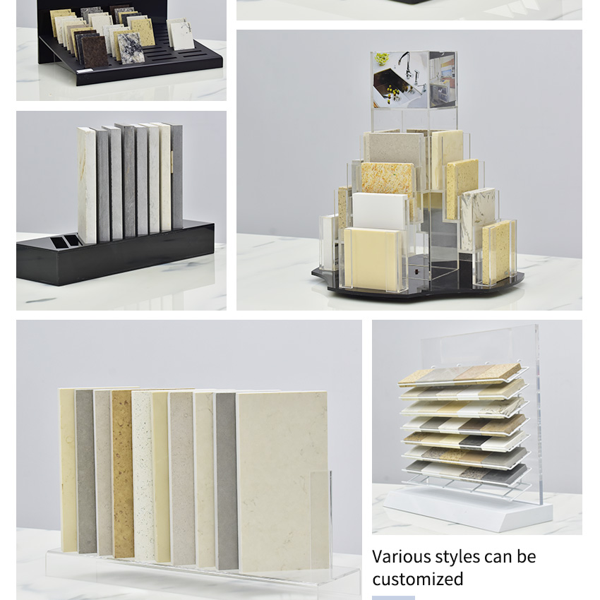 Hot Sale Acrylic Tile Table Top Metal Countertop Quartz Granite Ceramic Factory Stone Desk Rack Display Stand