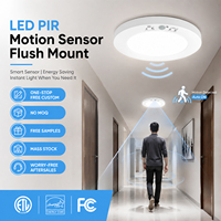 Lampe de plafond LED ronde à haute luminosité ETL/FCC 12W 120-220V 5CCT avec capteur PIR pour chambre à coucher, usage commercial et résidentiel