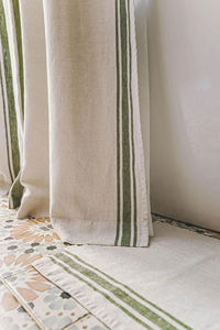 Rideau de douche à rayures vertes 72*72 pouces Rideau de douche personnalisé Rideau de douche en tissu de coton Texture de <span class=keywords><strong>lin</strong></span> - Product Image 6