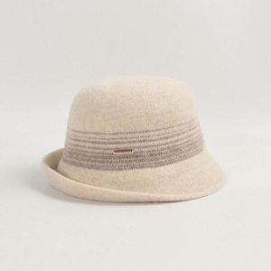 Autumn Winter New Wool Blend Half-rolled Bucket <b>Hat</b> Japanese Striped Senior Short Brim Warm Bucket <b>Hat</b> Knitted Wool <b>Hat</b> - Product Image 5