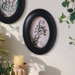 Art mural encadré ovale, imprimé de plantes vintage noires, décoration intérieure pour salon, chambre à coucher, entrée - Product Image 4