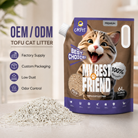 Litière pour chat en tofu naturelle sans poussière, de qualité supérieure, avec charbon actif, agglomérante, biodégradable, jetable aux toilettes, en vrac, 6L