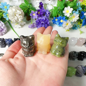 بيع بالجملة أحجار كريمة صغيرة للشفاء كريستال نحت أحجار يدوية طبيعية منحوتة من الكوارتز قطة كريستالية للهدايا - Product Image 4